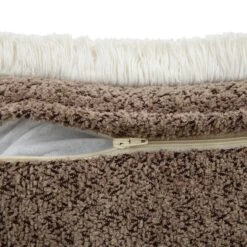 Kyra Mink Bouclé Fringed Cushion – Textured Luxury Soft Fabric Throw Pillow -Daals Store HW CUSH BOUCLEMINK50 detail4