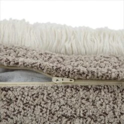 Kyra Stone Bouclé Fringed Cushion – Luxury Textured Throw Pillow with Cream Fringe -Daals Store HW CUSH BOUCLESTONE50 detail4