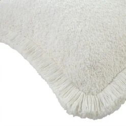 Kyra Cream White Bouclé Fringed Square Cushion - 50x50 Luxury Soft Texture -Daals Store HW CUSH BOUCLEWHITE50 detail2