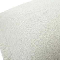 Kyra Cream White Bouclé Fringed Square Cushion - 50x50 Luxury Soft Texture -Daals Store HW CUSH BOUCLEWHITE50 detail3