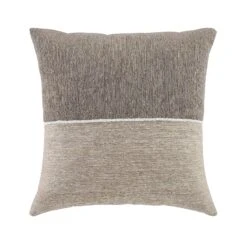 Bronte Collection Two-Tone Beige Chainstitch Cushion - Textured Chenille Square Decorative Pillow -Daals Store HW CUSH BRONTECHAIN45 WB1