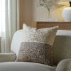 Bronte Collection Two-Tone Beige Chainstitch Cushion - Textured Chenille Square Decorative Pillow -Daals Store HW CUSH BRONTECHAIN45 main