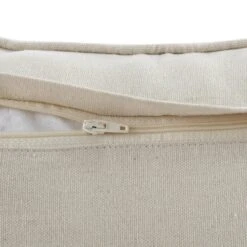 Bronte Collection Beige Cotton Patchwork Cushion – Natural Slub Textured Decorative Pillow -Daals Store HW CUSH BRONTEPATCH45 detail4