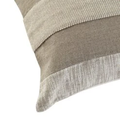 Bronte Collection Beige Silk Slub Patchwork Cushion – Luxury Textured Cotton & Silk Throw Pillow -Daals Store HW CUSH BRONTESILK45 detail2