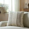 Bronte Collection Beige Silk Slub Patchwork Cushion – Luxury Textured Cotton & Silk Throw Pillow -Daals Store HW CUSH BRONTESILK45 main