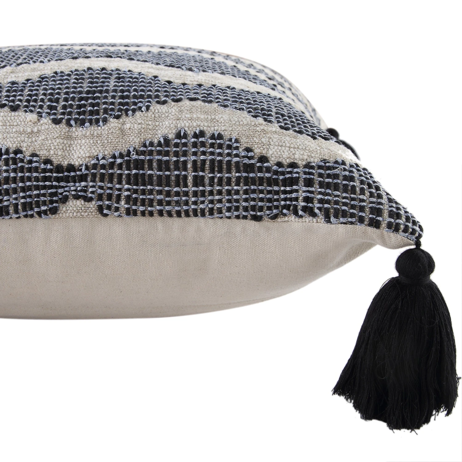 Indigo Collection Capri Navy Cord β Handmade Embroidered Cotton Tassel Cushion 4 Indigo Collection Capri Navy Cord β Handmade Embroidered Cotton Tassel Cushion - Image 4