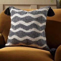 Indigo Collection Capri Navy Cord β Handmade Embroidered Cotton Tassel Cushion 8 Indigo Collection Capri Navy Cord β Handmade Embroidered Cotton Tassel Cushion -Daals Store HW CUSH CAPRI45 scene1