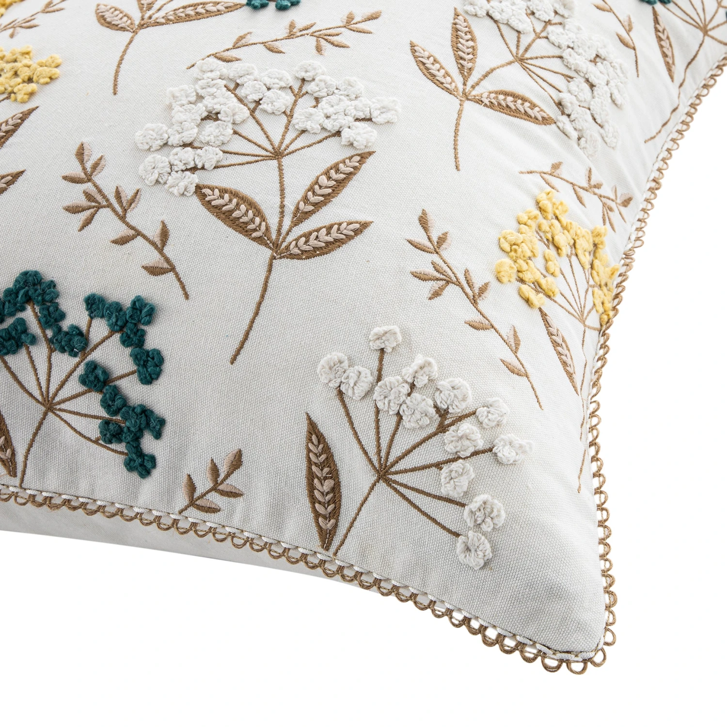 Country Collection Cow Parsley Embroidered Cotton Cushion 3 Country Collection Cow Parsley Embroidered Cotton Cushion - Image 3