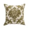 Damask Moss Green Wool Embroidered Cushion – Luxury Scrolled Motif Cotton & Velvet Throw Pillow -Daals Store HW CUSH DAMASK MOSS WB1