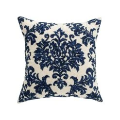 Damask Sapphire Wool Embroidered Cushion 11 Damask Sapphire Wool Embroidered Cushion -Daals Store HW CUSH DAMASK SAPPHIRE WB1
