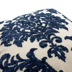 Damask Sapphire Wool Embroidered Cushion 13 Damask Sapphire Wool Embroidered Cushion -Daals Store HW CUSH DAMASK SAPPHIRE detail1
