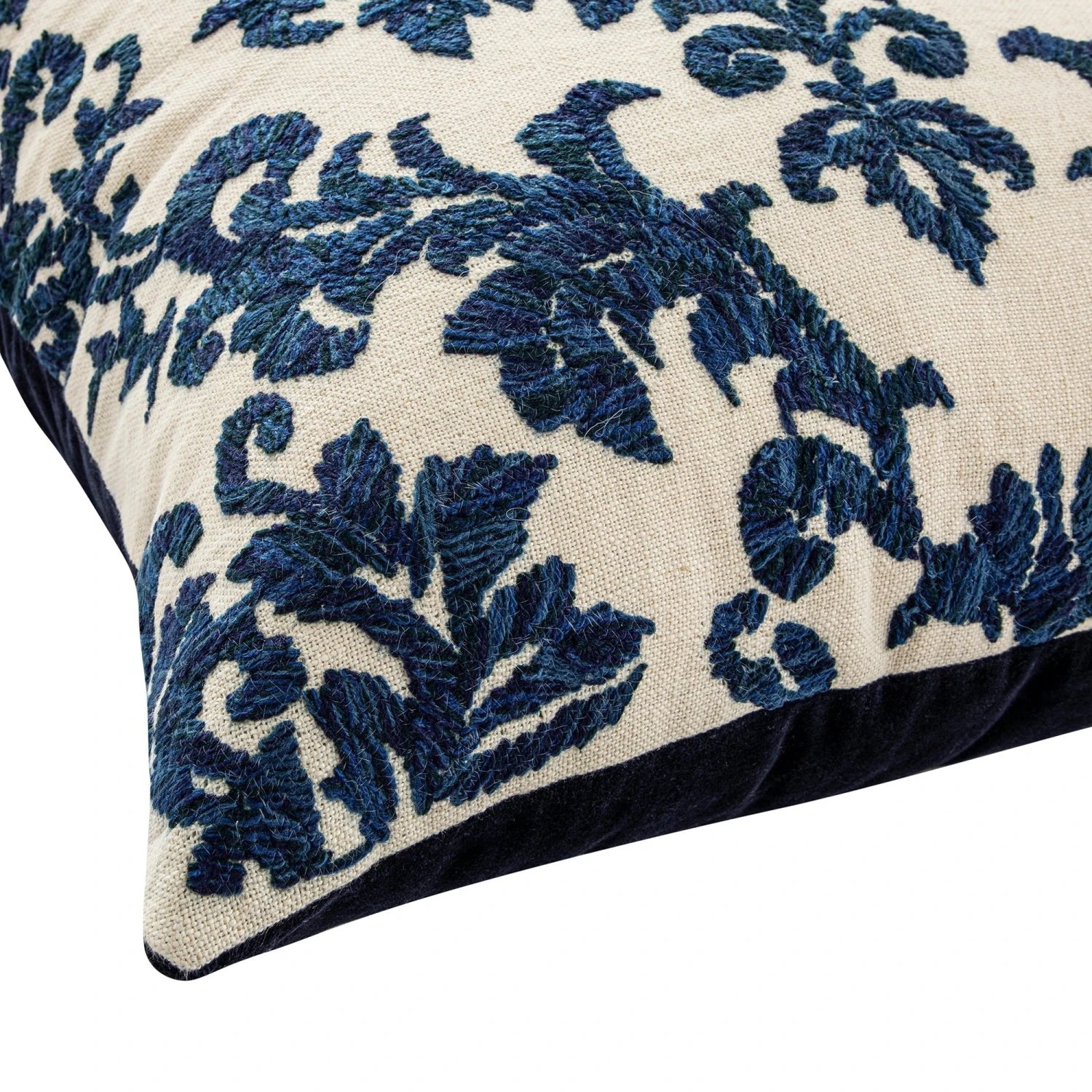 Damask Sapphire Wool Embroidered Cushion 6 Damask Sapphire Wool Embroidered Cushion - Image 6