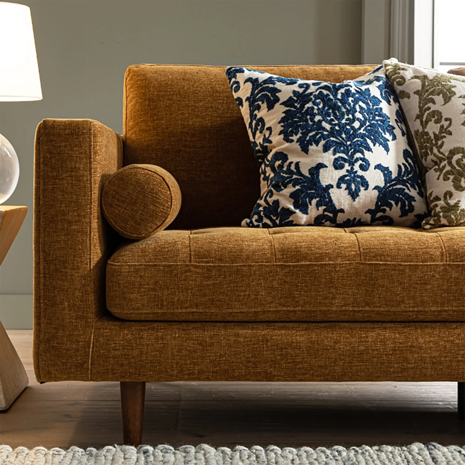 Damask Sapphire Wool Embroidered Cushion 1 Damask Sapphire Wool Embroidered Cushion