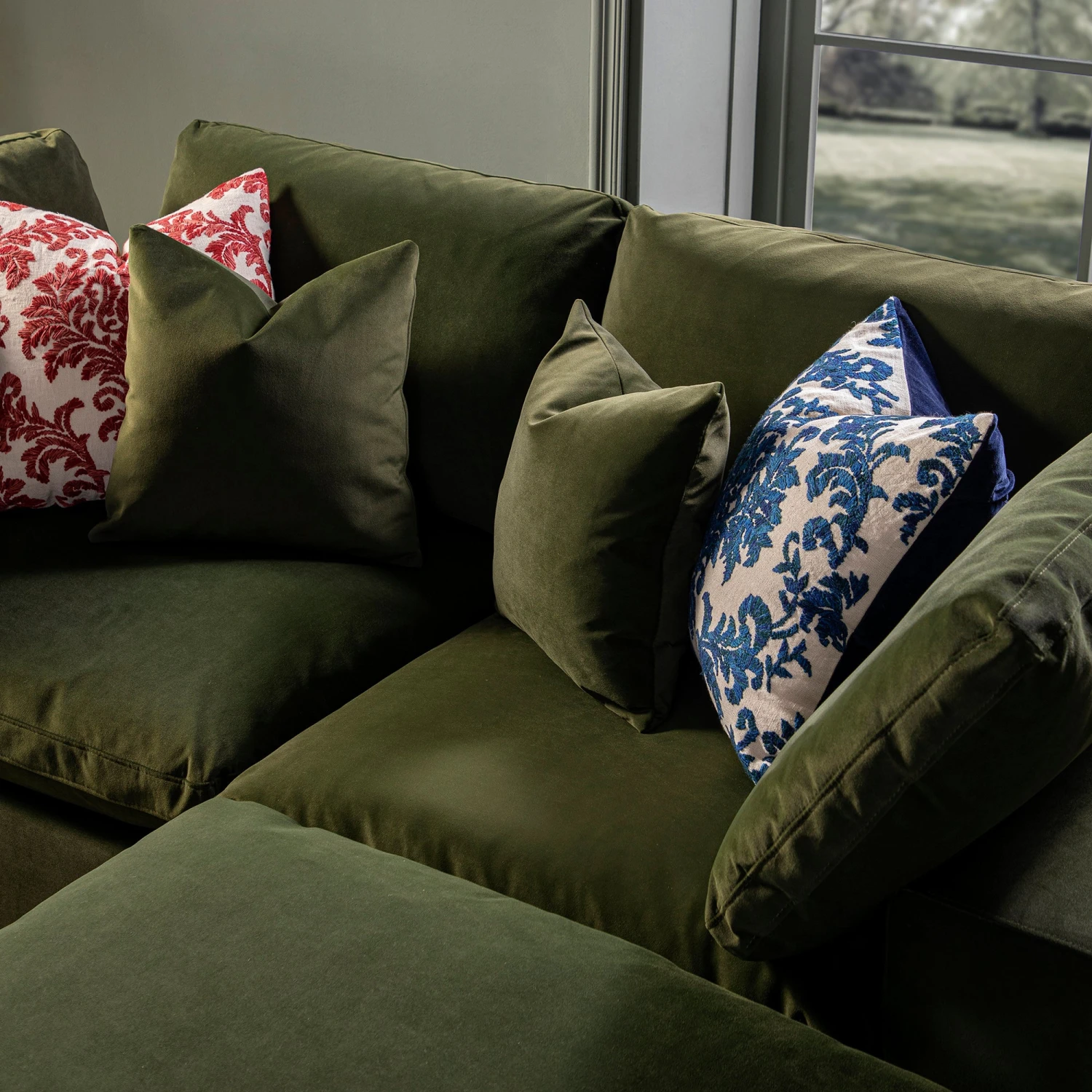 Damask Sapphire Wool Embroidered Cushion 2 Damask Sapphire Wool Embroidered Cushion - Image 2