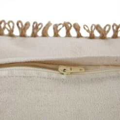 Delilah Floral Crochet Jute Lace Hand Embroidered Cotton Slub Square Cushion - 45x45cm -Daals Store HW CUSH DELILAH45 detail2