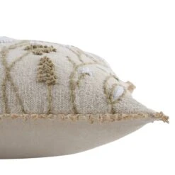 Delilah Floral Crochet Jute Lace Hand Embroidered Cotton Slub Square Cushion - 45x45cm -Daals Store HW CUSH DELILAH45 detail4