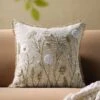 Delilah Floral Crochet Jute Lace Hand Embroidered Cotton Slub Square Cushion - 45x45cm -Daals Store HW CUSH DELILAH45 main