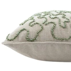 Dulcie Green Wool French Knot Cushion -Daals Store HW CUSH DULCIE GREEN detail3