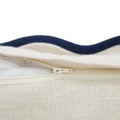 Evie Linen White with Prussian Blue Scalloped Trim - Rectangular Decorative Cushion -Daals Store HW CUSH EVIELINEN BLUE35 detail4