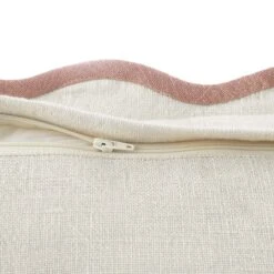 Evie Linen Dusky Pink Scalloped Edge Rectangular Cushion - 35x50cm Natural Linen -Daals Store HW CUSH EVIELINEN PINK35 detail4