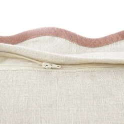 Evie Natural Linen with Dusky Pink Scalloped Trim – Square 50x50cm Decorative Cushion -Daals Store HW CUSH EVIELINEN PINK50 detail3
