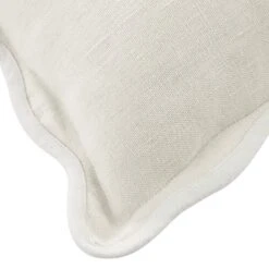 Evie Powder White Linen Cushion with Butterscotch Scalloped Trim - 35x50cm Rectangular 7 Evie Powder White Linen Cushion with Butterscotch Scalloped Trim - 35x50cm Rectangular -Daals Store HW CUSH EVIELINEN WHITE35 detail2