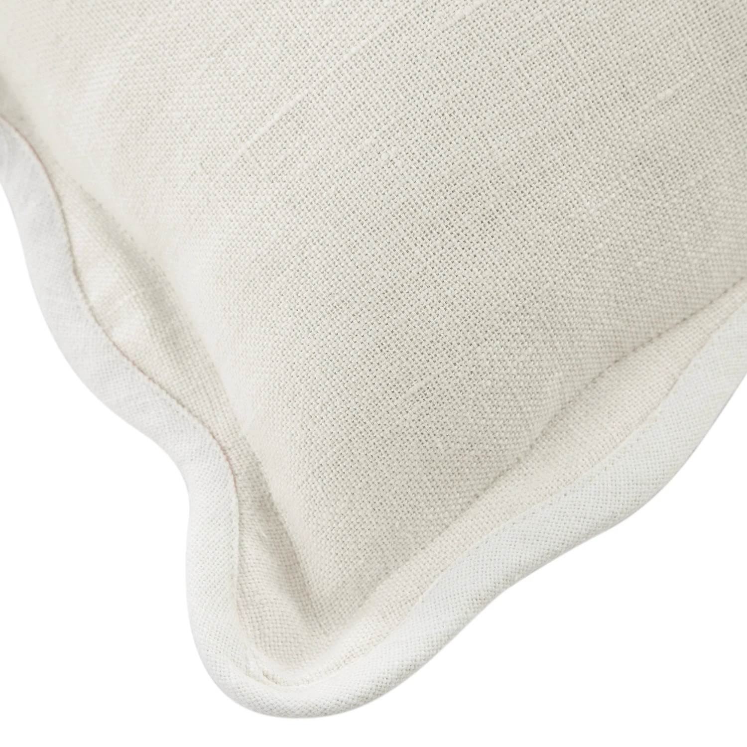 Evie Powder White Linen Cushion with Butterscotch Scalloped Trim - 35x50cm Rectangular 3 Evie Powder White Linen Cushion with Butterscotch Scalloped Trim - 35x50cm Rectangular - Image 3