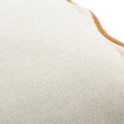 Evie Natural Linen Rectangular Cushion with Butterscotch Scalloped Trim - 35x50cm -Daals Store HW CUSH EVIELINEN YELLOW35 detail2