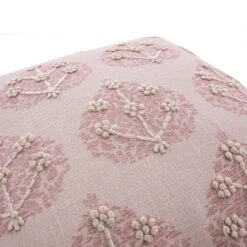 Florence Grove Soft Pink & White Floral β Printed & Embroidered Cotton Slub Square Cushion 7 Florence Grove Soft Pink & White Floral β Printed & Embroidered Cotton Slub Square Cushion -Daals Store HW CUSH FLORENCE GROVE detail2