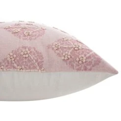 Florence Grove Soft Pink & White Floral β Printed & Embroidered Cotton Slub Square Cushion 8 Florence Grove Soft Pink & White Floral β Printed & Embroidered Cotton Slub Square Cushion -Daals Store HW CUSH FLORENCE GROVE detail3