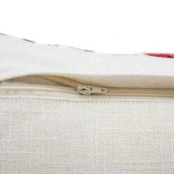 Indra Gardenia Pink Floral Crewelwork Cushion - Handmade 50x50 Wool Embroidered Cotton Throw Pillow -Daals Store HW CUSH GARDENIA detail4