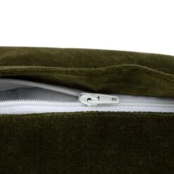 Greta Beaded Moss Green Cotton Velvet Cushion – Luxe Collection Hand-Beaded Lumbar Pillow -Daals Store HW CUSH GRETA30 detail2