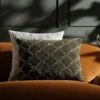 Greta Beaded Moss Green Cotton Velvet Cushion – Luxe Collection Hand-Beaded Lumbar Pillow -Daals Store HW CUSH GRETA30 main