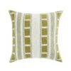 Hattie Green Textured Linear Embroidered 100% Linen Cushion - 50x50cm White Decorative Pillow -Daals Store HW CUSH HATTIE GREEN WB1