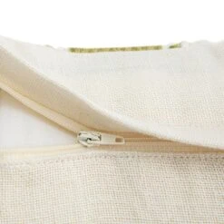 Hattie Green Textured Linear Embroidered 100% Linen Cushion - 50x50cm White Decorative Pillow -Daals Store HW CUSH HATTIE GREEN detail4