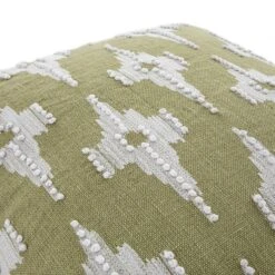 Mahika Sage Green Ikat Linen Cushion β French Knot and Couching Stitch Handmade Pillow 8 Mahika Sage Green Ikat Linen Cushion β French Knot and Couching Stitch Handmade Pillow -Daals Store HW CUSH IKAT MAHIKA GREEN detail1