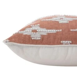 Mahika Ikat Pink and White French Knot Linen Cushion – 50x50 Handmade Decorative Pillow -Daals Store HW CUSH IKAT MAHIKA PINK detail2