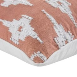 Mahika Ikat Pink and White French Knot Linen Cushion – 50x50 Handmade Decorative Pillow -Daals Store HW CUSH IKAT MAHIKA PINK detail3