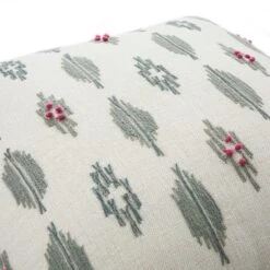 Patola Ikat Slate Blue And Pink French Knot Linen Cushion 8 Patola Ikat Slate Blue And Pink French Knot Linen Cushion -Daals Store HW CUSH IKAT PATOLA BLUEPINK detail3
