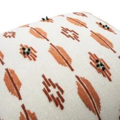 Patola Ikat Orange and Green French Knot Linen Cushion – 50x50 Luxury Hand-Embroidered Pillow 7 Patola Ikat Orange and Green French Knot Linen Cushion – 50x50 Luxury Hand-Embroidered Pillow -Daals Store HW CUSH IKAT PATOLA ORANGEGRN detail2