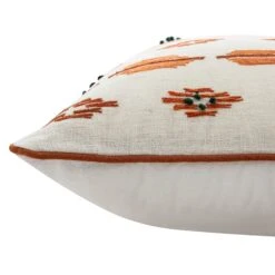 Patola Ikat Orange and Green French Knot Linen Cushion – 50x50 Luxury Hand-Embroidered Pillow 8 Patola Ikat Orange and Green French Knot Linen Cushion – 50x50 Luxury Hand-Embroidered Pillow -Daals Store HW CUSH IKAT PATOLA ORANGEGRN detail3