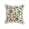 Flora & Fauna Jacobean Oasis Natural Cream – Hand Embroidered Bird & Floral Motif Luxury Cushion -Daals Store HW CUSH JACOOASIS WB1