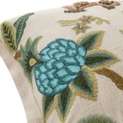 Flora & Fauna Hand Embroidered Jacobean Pomegranate Cushion 7 Flora & Fauna Hand Embroidered Jacobean Pomegranate Cushion -Daals Store HW CUSH JACOPOMEGRAN detail1