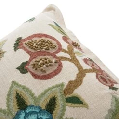 Flora & Fauna Hand Embroidered Jacobean Pomegranate Cushion 8 Flora & Fauna Hand Embroidered Jacobean Pomegranate Cushion -Daals Store HW CUSH JACOPOMEGRAN detail2