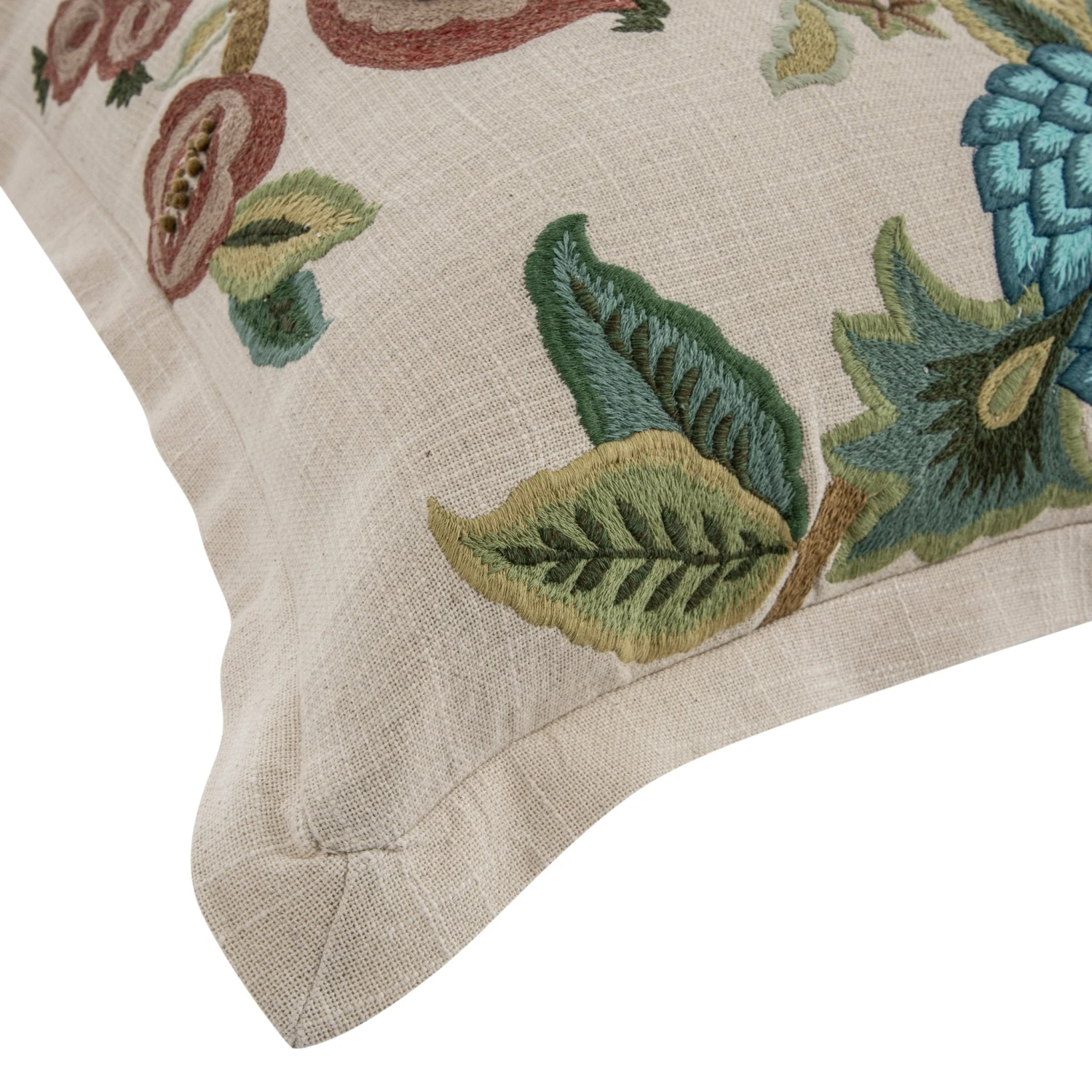 Flora & Fauna Hand Embroidered Jacobean Pomegranate Cushion 5 Flora & Fauna Hand Embroidered Jacobean Pomegranate Cushion - Image 5