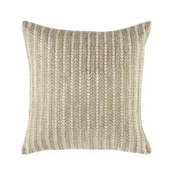Luxe Collection Jasmine Pearl White Velvet Cushion – Hand-Beaded Golden Leaf Detail -Daals Store HW CUSH JASMINE45 WB1