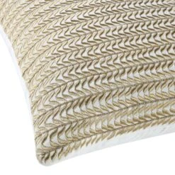 Luxe Collection Jasmine Pearl White Velvet Cushion – Hand-Beaded Golden Leaf Detail -Daals Store HW CUSH JASMINE45 detail2