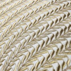 Luxe Collection Jasmine Pearl White Velvet Cushion – Hand-Beaded Golden Leaf Detail -Daals Store HW CUSH JASMINE45 detail3