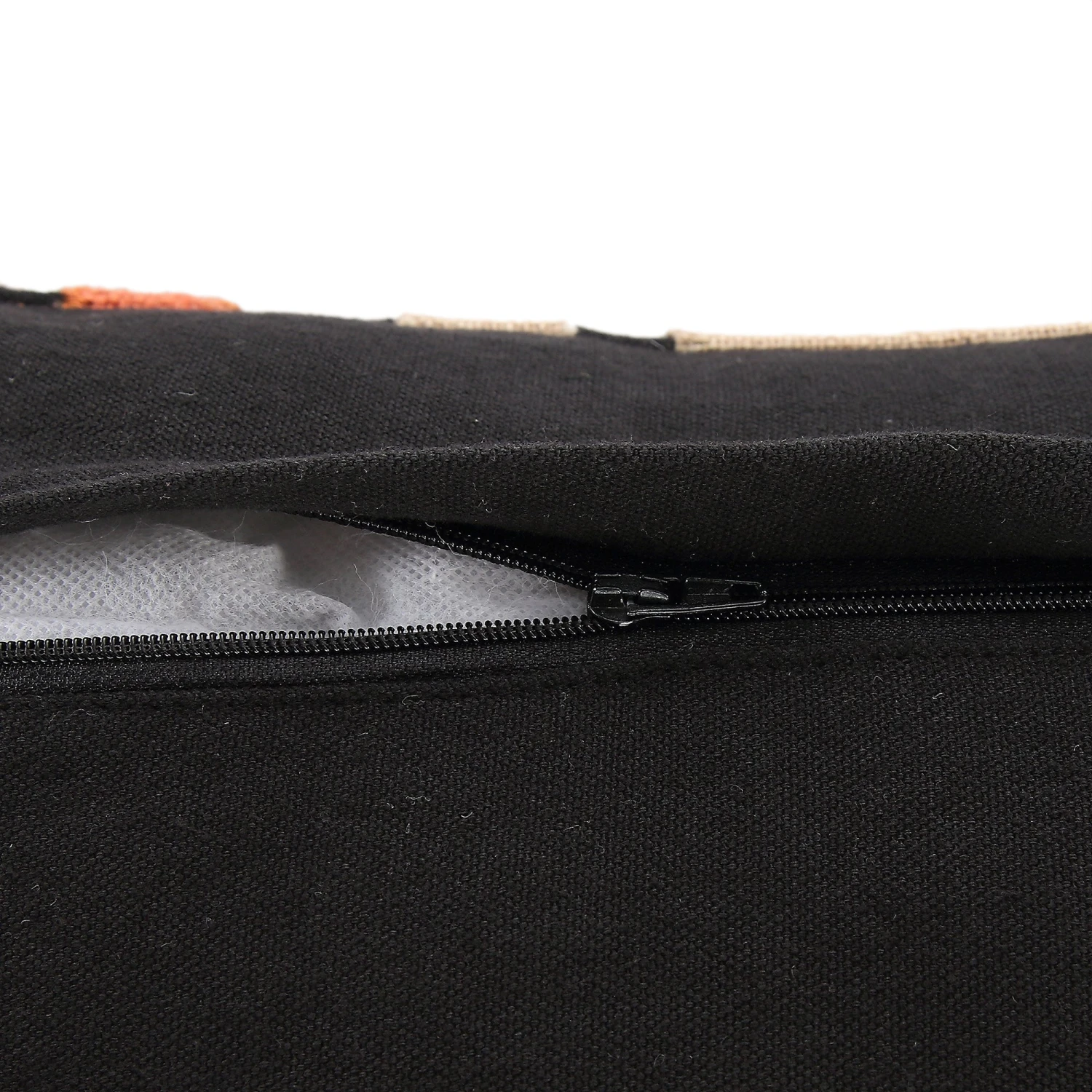 Javari Burnt Terracotta and Beige Appliqué Cushion – Black Cotton Slub Decorative Pillow 7 Javari Burnt Terracotta and Beige Appliqué Cushion – Black Cotton Slub Decorative Pillow - Image 7