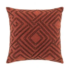 Javari Burnt Terracotta Cord Stitched Cushion